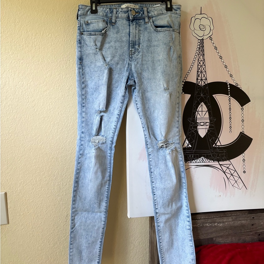 PacSun Blue Skinny Jeans Vintage Distressed